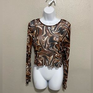 Mesh long sleeve top